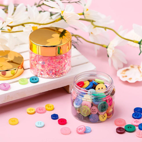 SATINIOR 6 Pack 2 oz Plastic Jars Containers with Lids Wide-mouth Refillable Leakproof Reusable Round Empty Jars for Travel Cosmetic Dry Food Spic...
